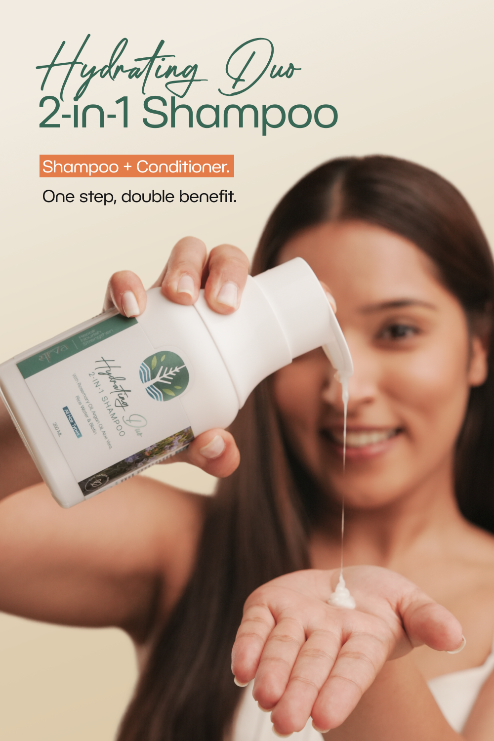 Hydrating Duo 2-in-1 Shampoo & Conditioner with Rosemary & Biotin for Hair Fall, Dandruff & Dry Hair (250ml)