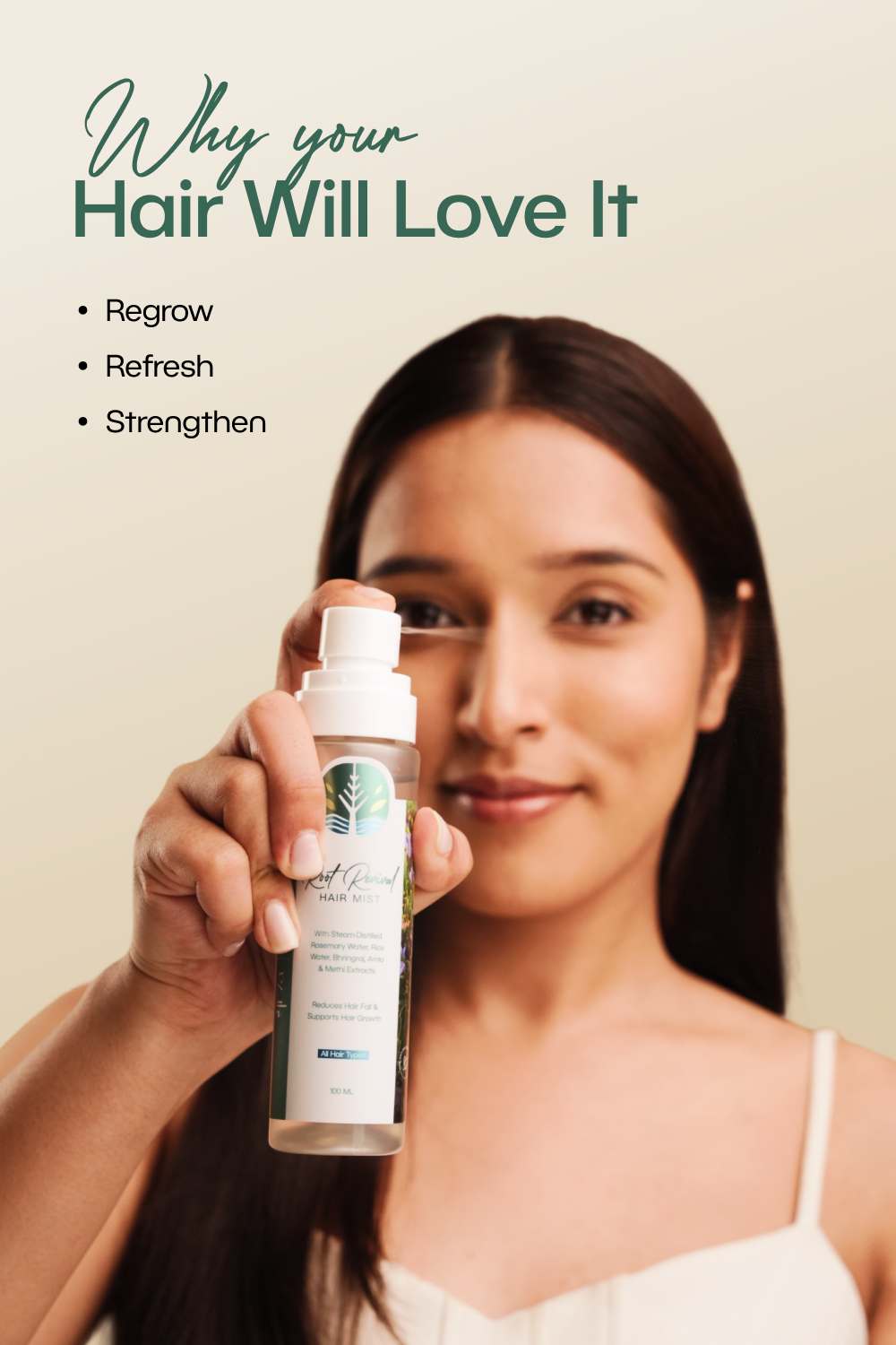 Natural hair serum by Sarva infused with rosemary and aloe vera for hair growth, strengthening roots, reducing hair fall, and promoting scalp health. low prosity