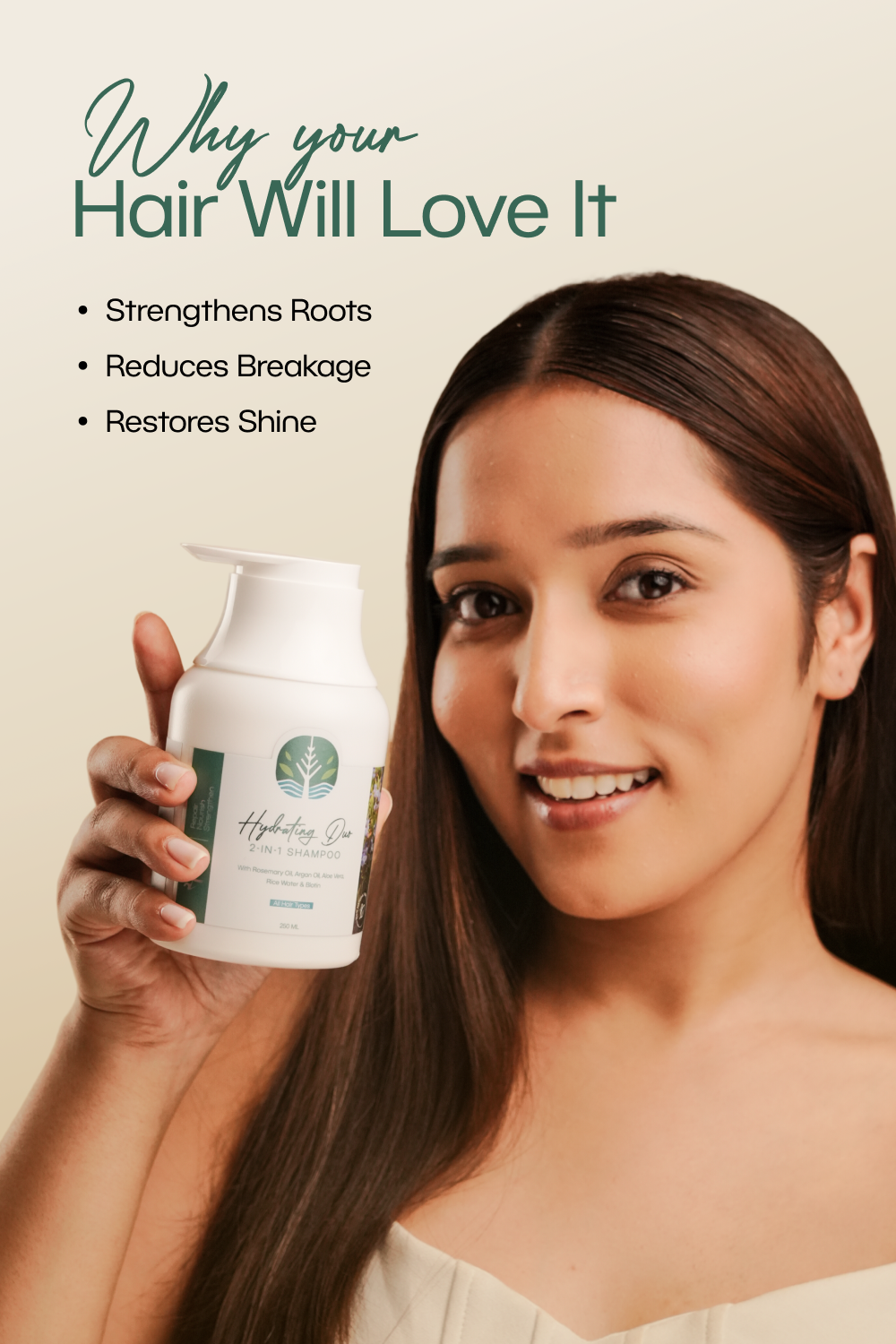 Hydrating Duo 2-in-1 Shampoo & Conditioner with Rosemary & Biotin for Hair Fall, Dandruff & Dry Hair (250ml)